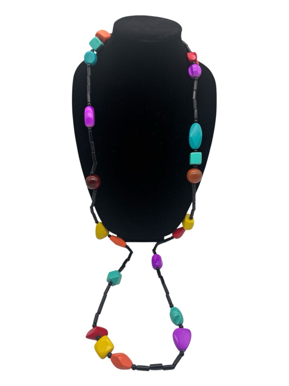 Decouture Fair Trade Handmade Multicolor Wooden & Bead Long Necklace Glam Chic